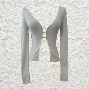 vintage express white button front long sleeve‎ top/cardigan